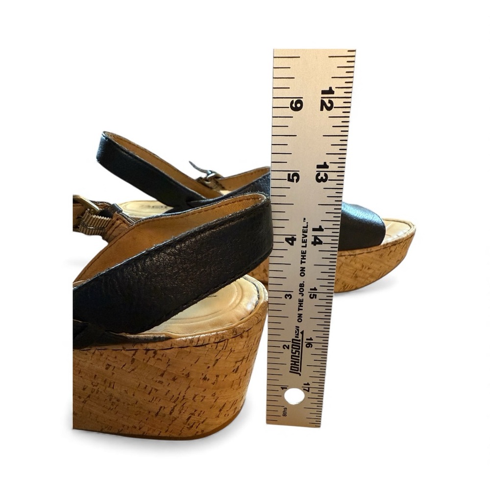 Born Black Leather Cork Wedge Sandals - Picture 15 of 15